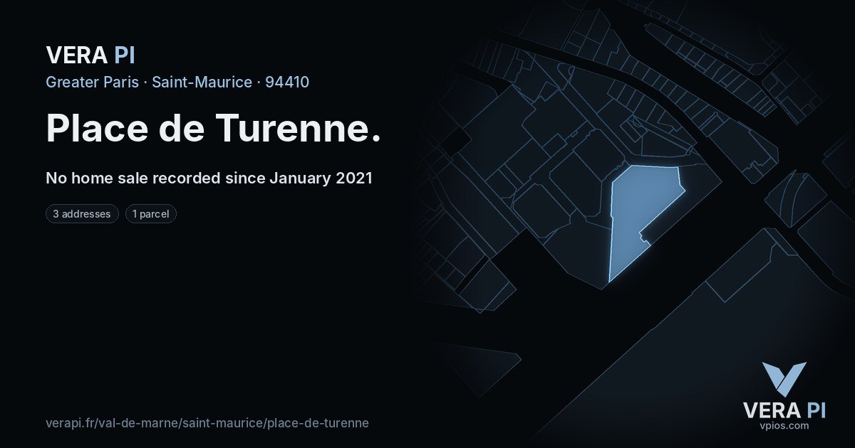 Place de Turenne, Saint-Maurice at night – every parcel coloured by the prices around it, the street's own parcels lit