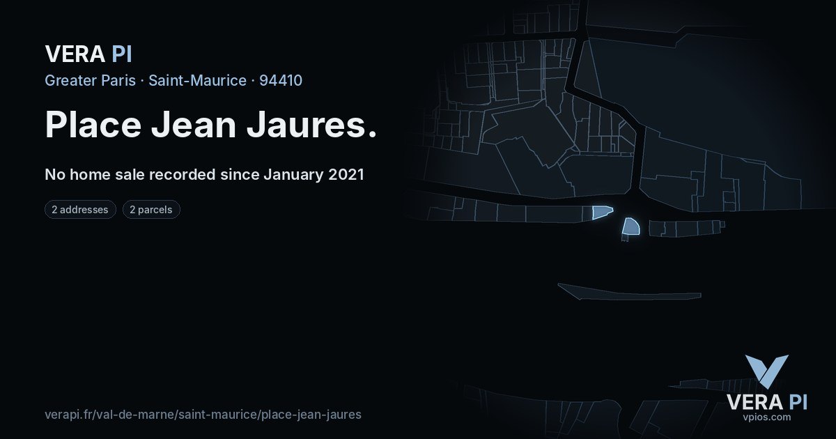 Place Jean Jaures, Saint-Maurice at night – every parcel coloured by the prices around it, the street's own parcels lit