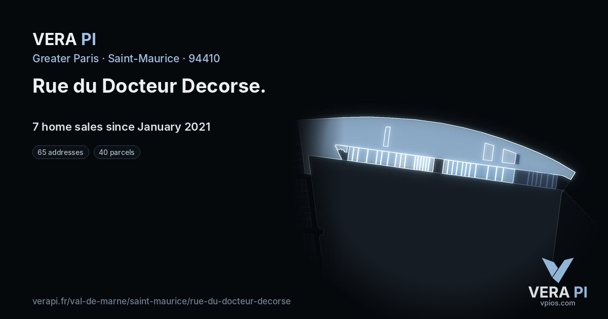 Rue du Docteur Decorse, Saint-Maurice at night – every parcel coloured by the prices around it, the street's own parcels lit