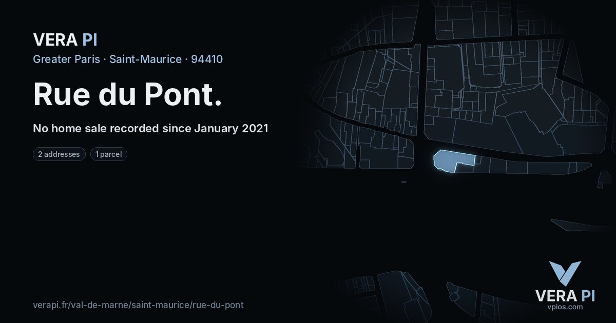 Rue du Pont, Saint-Maurice at night – every parcel coloured by the prices around it, the street's own parcels lit