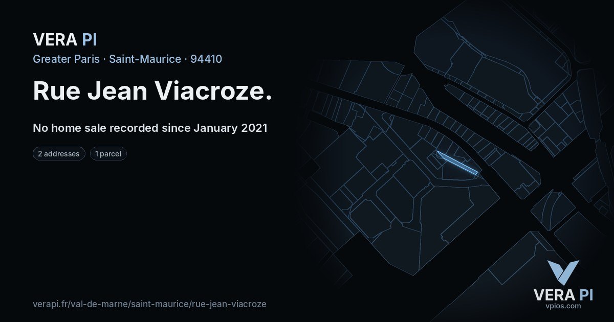 Rue Jean Viacroze, Saint-Maurice at night – every parcel coloured by the prices around it, the street's own parcels lit