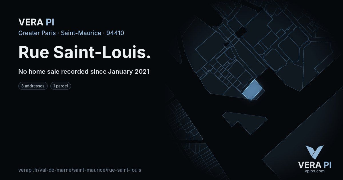 Rue Saint-Louis, Saint-Maurice at night – every parcel coloured by the prices around it, the street's own parcels lit