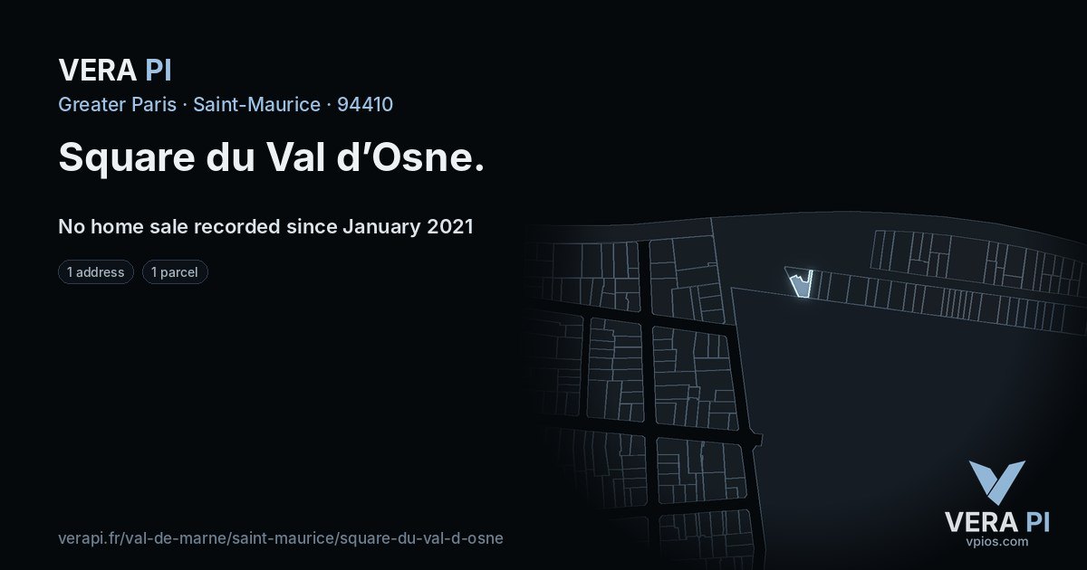 Square du Val d’Osne, Saint-Maurice at night – every parcel coloured by the prices around it, the street's own parcels lit