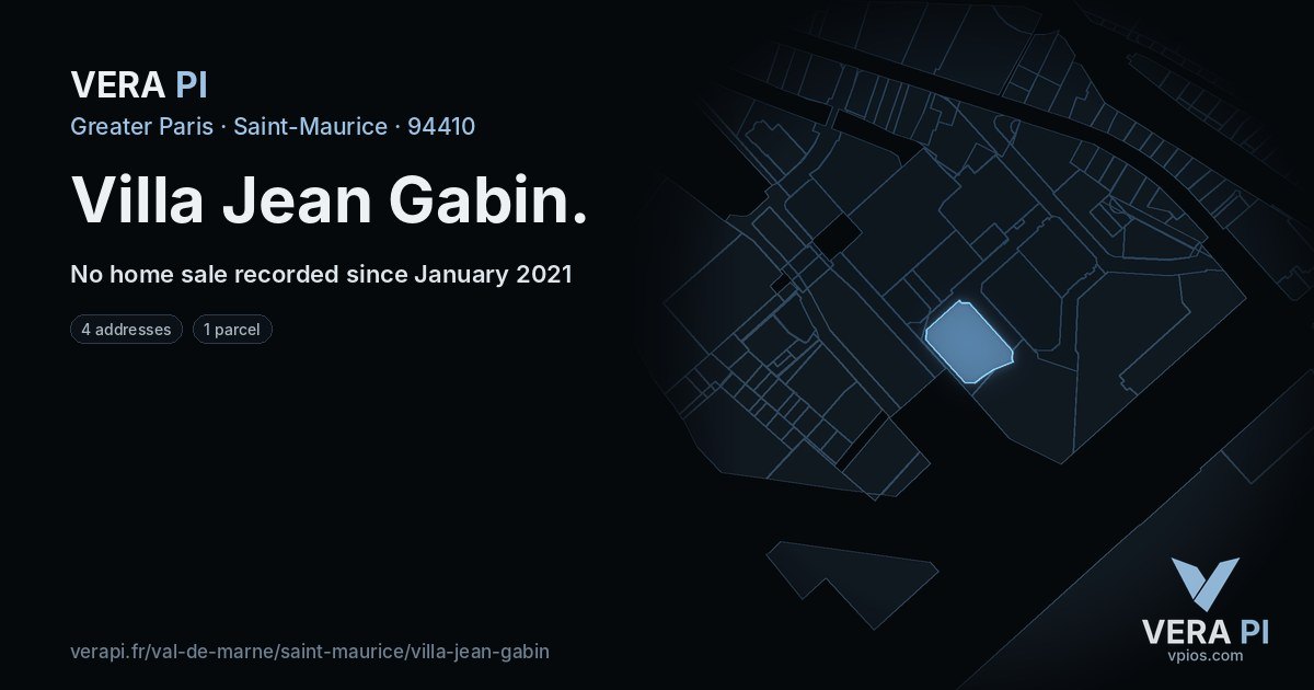 Villa Jean Gabin, Saint-Maurice at night – every parcel coloured by the prices around it, the street's own parcels lit