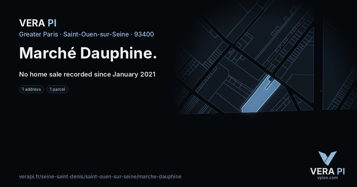 Marché Dauphine, Saint-Ouen-sur-Seine at night – every parcel coloured by the prices around it, the street's own parcels lit