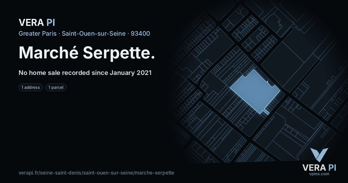 Marché Serpette, Saint-Ouen-sur-Seine at night – every parcel coloured by the prices around it, the street's own parcels lit