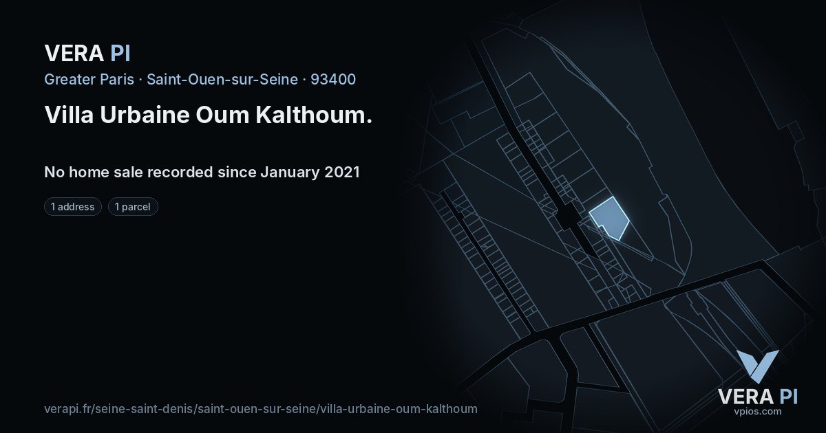 Villa Urbaine Oum Kalthoum, Saint-Ouen-sur-Seine at night – every parcel coloured by the prices around it, the street's own parcels lit