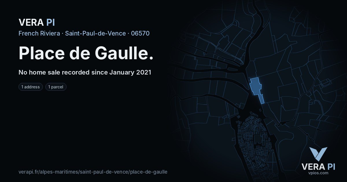 Place de Gaulle, Saint-Paul-de-Vence at night – every parcel coloured by the prices around it, the street's own parcels lit