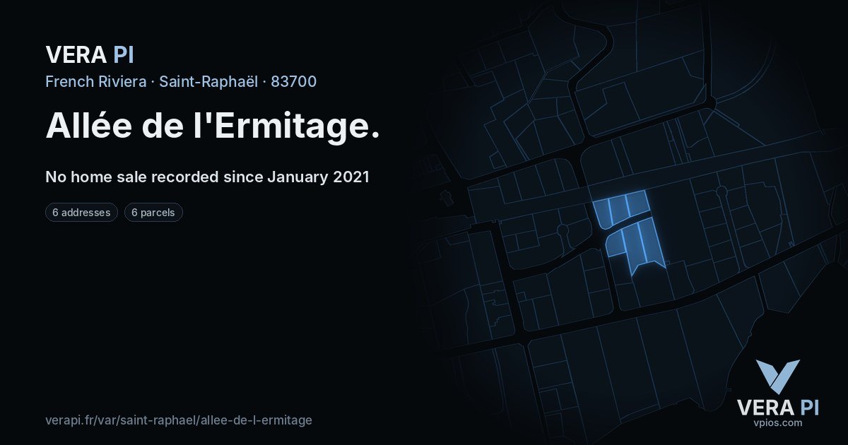 Allée de l'Ermitage, Saint-Raphaël at night – every parcel coloured by the prices around it, the street's own parcels lit