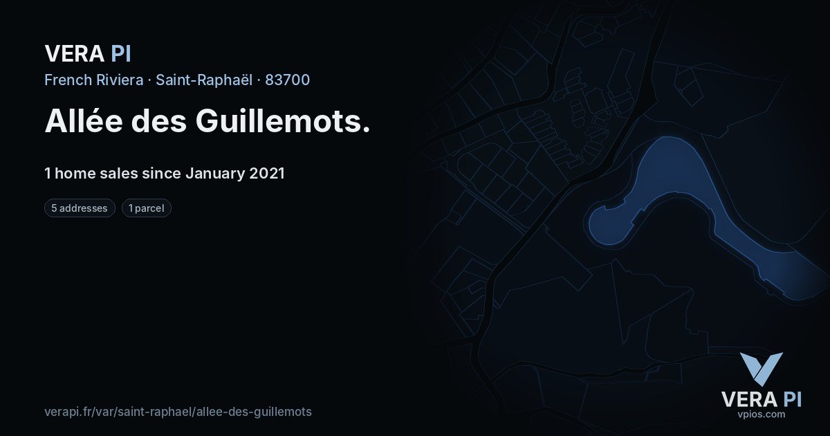 Allée des Guillemots, Saint-Raphaël at night – every parcel coloured by the prices around it, the street's own parcels lit