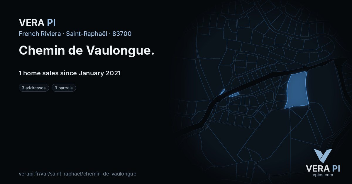 Chemin de Vaulongue, Saint-Raphaël at night – every parcel coloured by the prices around it, the street's own parcels lit
