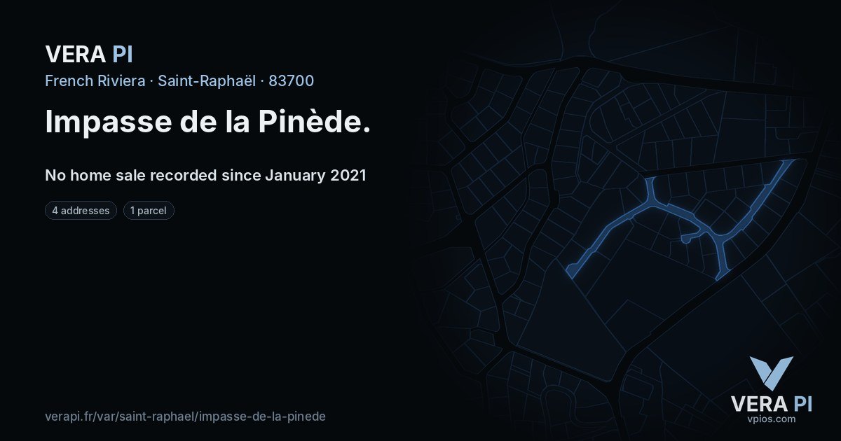 Impasse de la Pinède, Saint-Raphaël at night – every parcel coloured by the prices around it, the street's own parcels lit