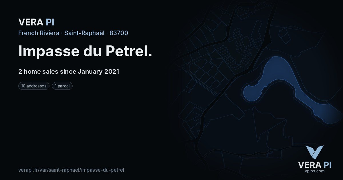 Impasse du Petrel, Saint-Raphaël at night – every parcel coloured by the prices around it, the street's own parcels lit