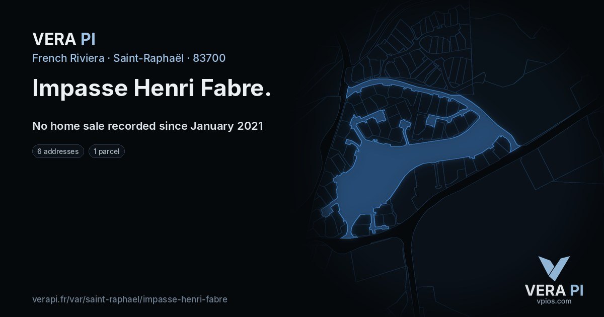 Impasse Henri Fabre, Saint-Raphaël at night – every parcel coloured by the prices around it, the street's own parcels lit