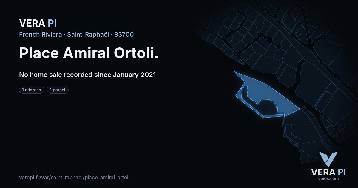 Place Amiral Ortoli, Saint-Raphaël at night – every parcel coloured by the prices around it, the street's own parcels lit