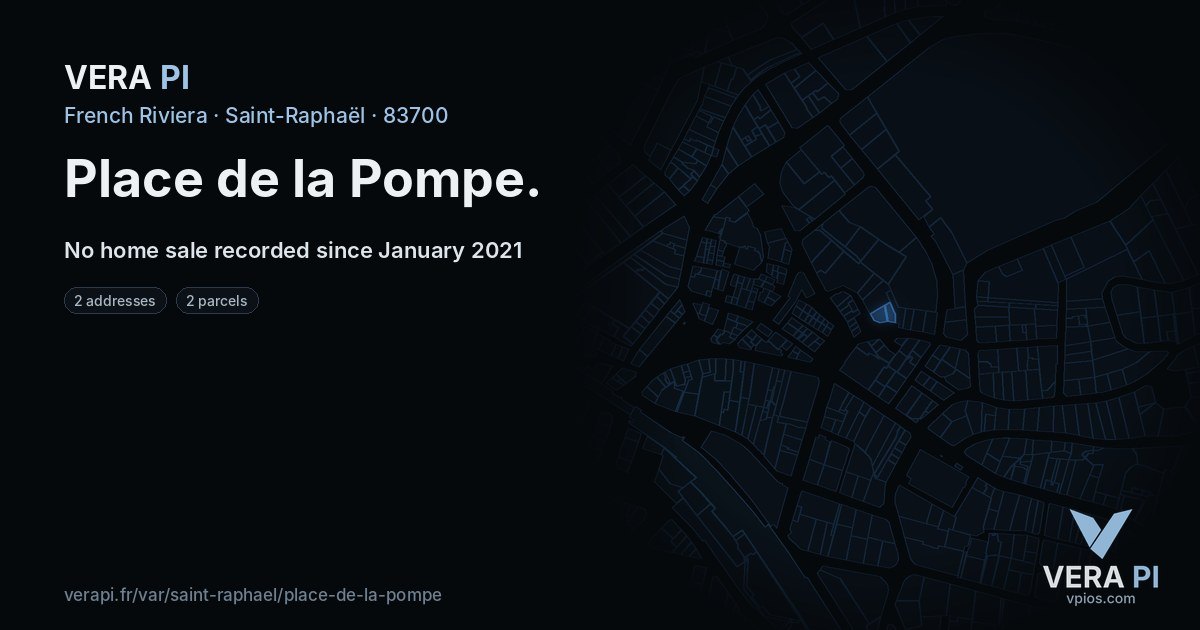 Place de la Pompe, Saint-Raphaël at night – every parcel coloured by the prices around it, the street's own parcels lit
