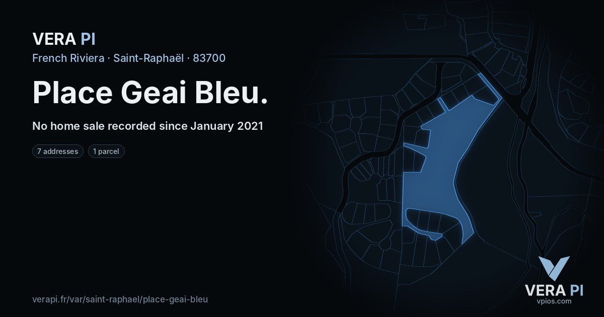 Place Geai Bleu, Saint-Raphaël at night – every parcel coloured by the prices around it, the street's own parcels lit