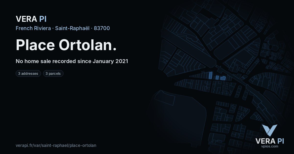 Place Ortolan, Saint-Raphaël at night – every parcel coloured by the prices around it, the street's own parcels lit