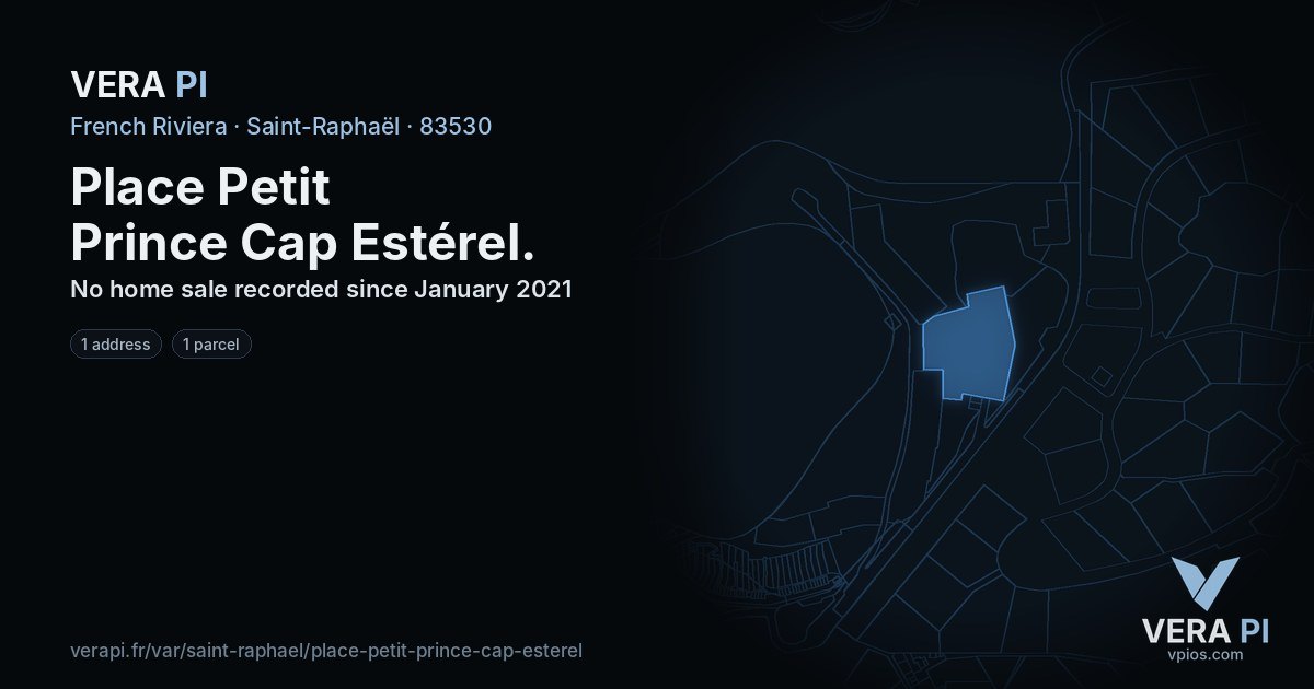 Place Petit Prince Cap Estérel, Saint-Raphaël at night – every parcel coloured by the prices around it, the street's own parcels lit