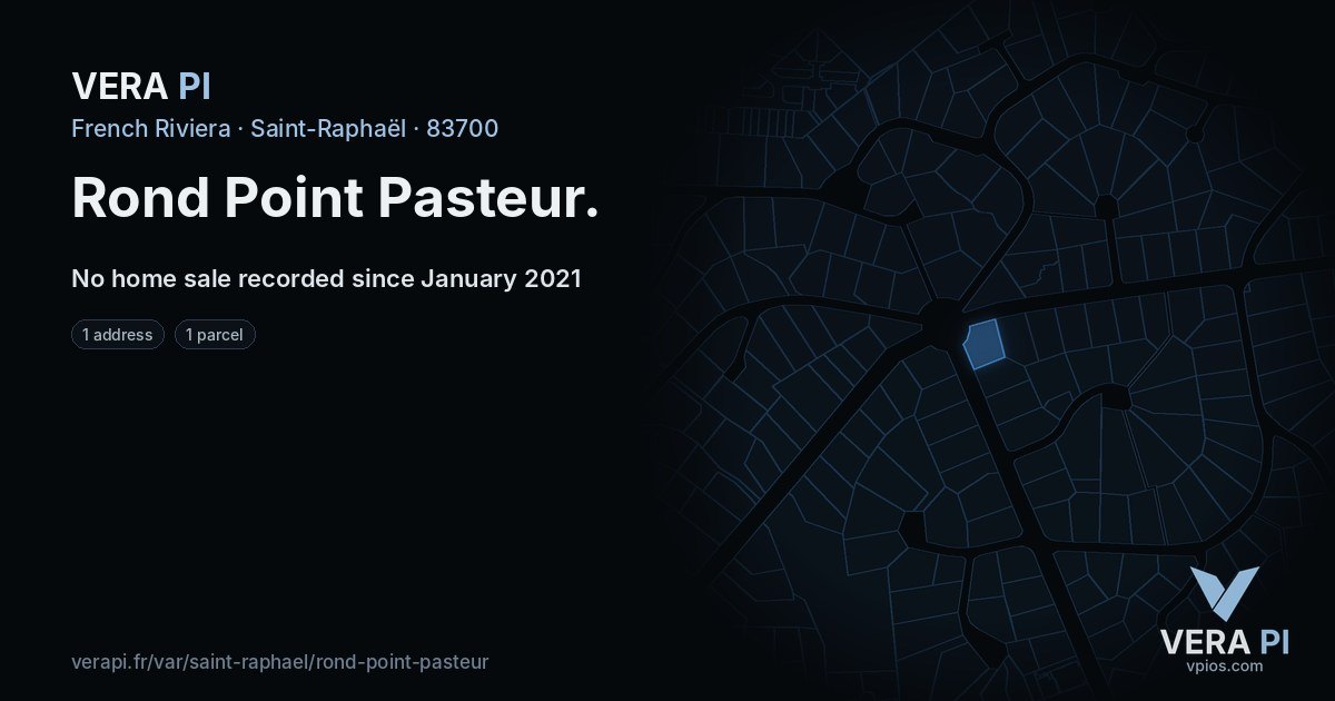 Rond Point Pasteur, Saint-Raphaël at night – every parcel coloured by the prices around it, the street's own parcels lit