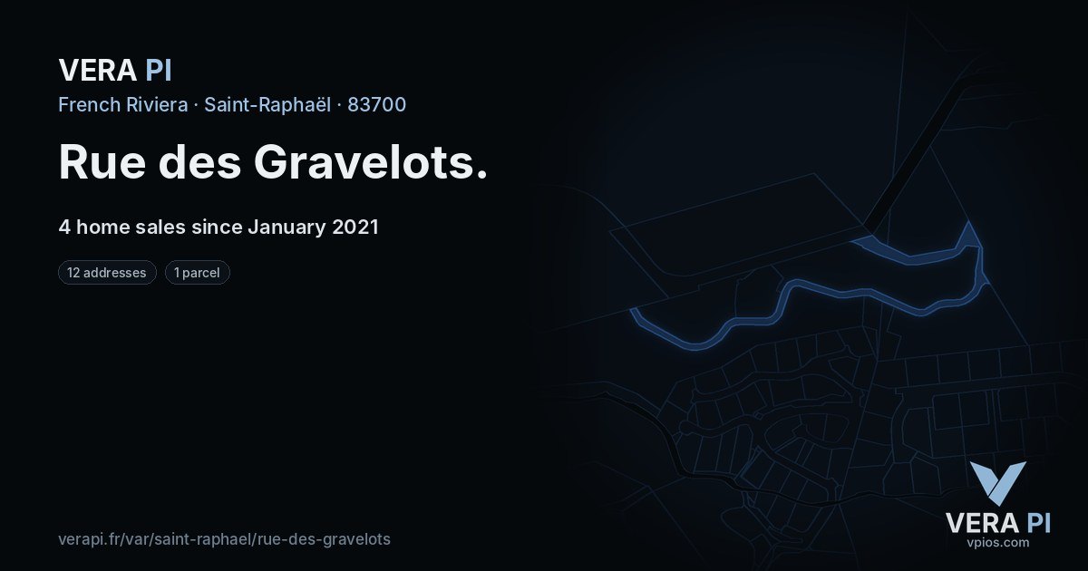 Rue des Gravelots, Saint-Raphaël at night – every parcel coloured by the prices around it, the street's own parcels lit