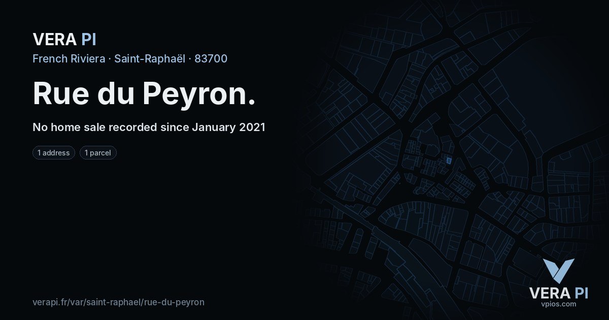 Rue du Peyron, Saint-Raphaël at night – every parcel coloured by the prices around it, the street's own parcels lit