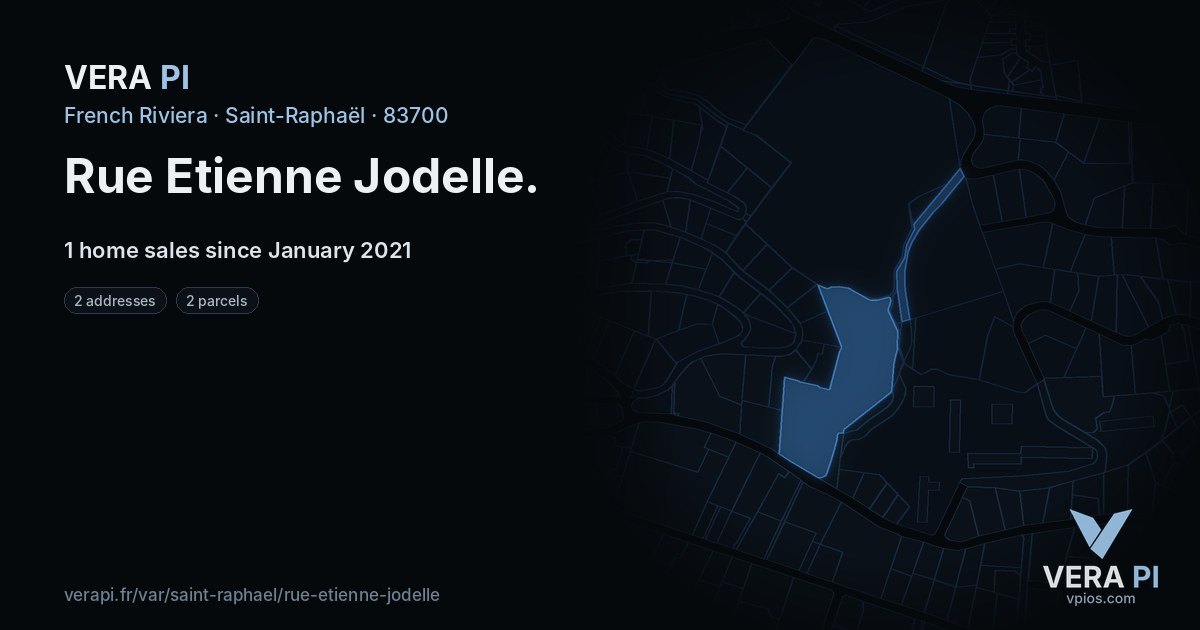 Rue Etienne Jodelle, Saint-Raphaël at night – every parcel coloured by the prices around it, the street's own parcels lit