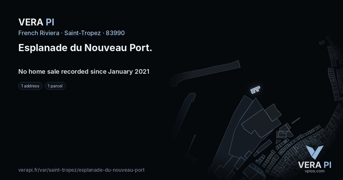 Esplanade du Nouveau Port, Saint-Tropez at night – every parcel coloured by the prices around it, the street's own parcels lit