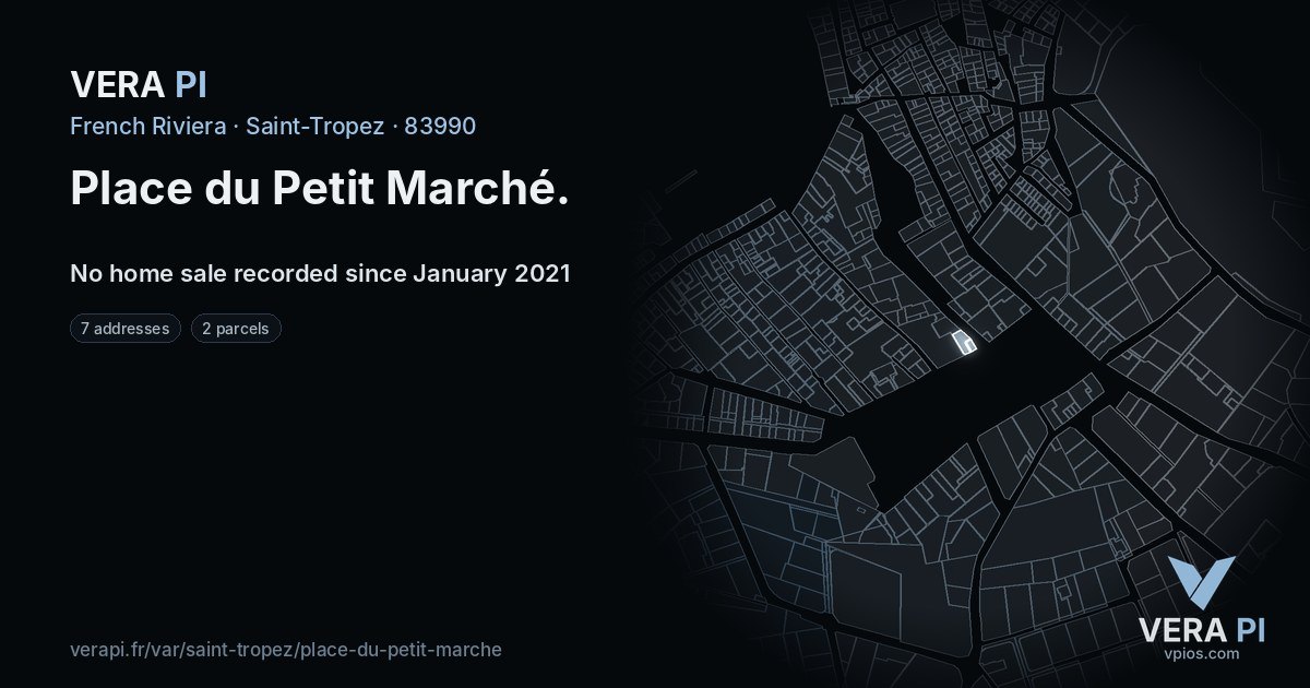 Place du Petit Marché, Saint-Tropez at night – every parcel coloured by the prices around it, the street's own parcels lit