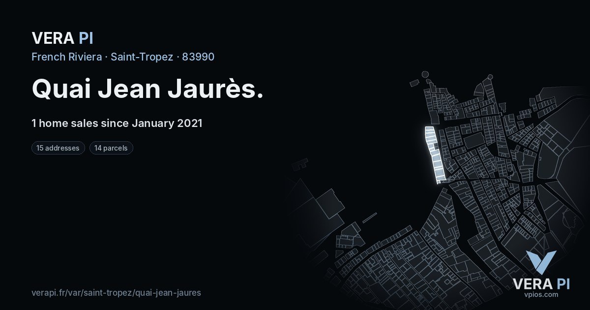 Quai Jean Jaurès, Saint-Tropez at night – every parcel coloured by the prices around it, the street's own parcels lit