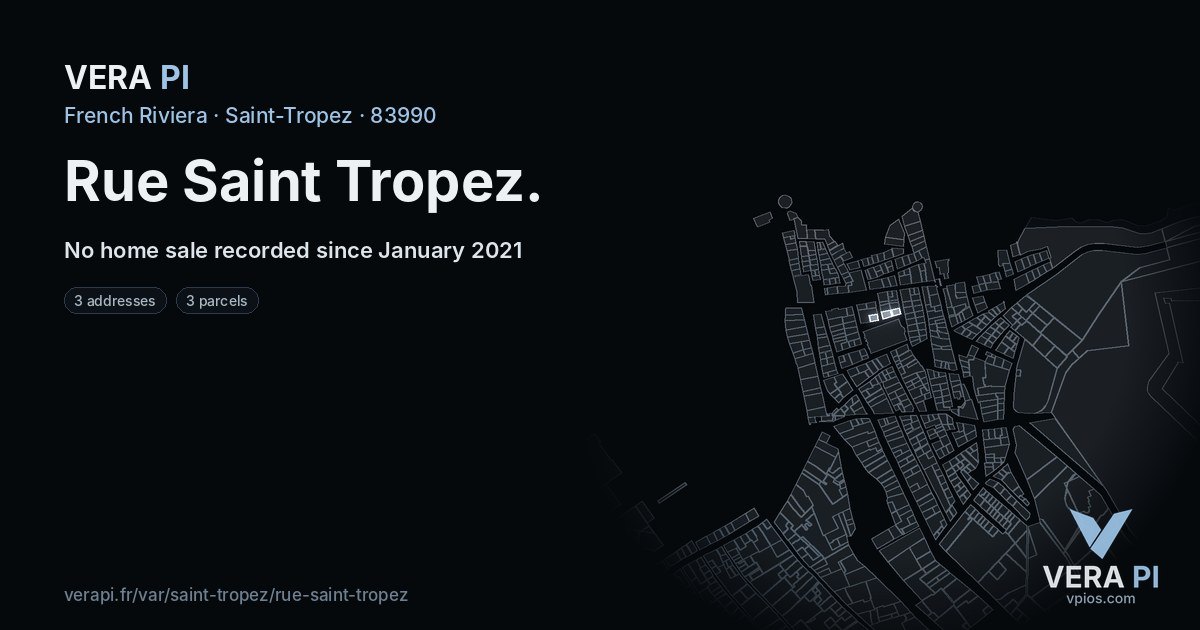 Rue Saint Tropez, Saint-Tropez at night – every parcel coloured by the prices around it, the street's own parcels lit