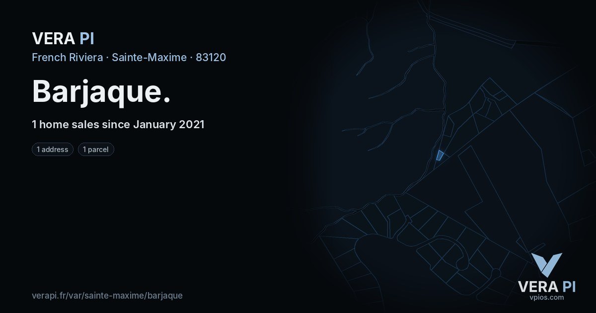 Barjaque, Sainte-Maxime at night – every parcel coloured by the prices around it, the street's own parcels lit