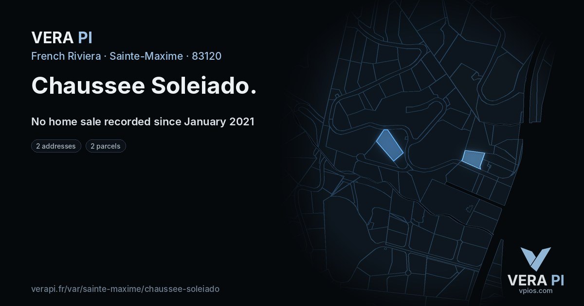 Chaussee Soleiado, Sainte-Maxime at night – every parcel coloured by the prices around it, the street's own parcels lit