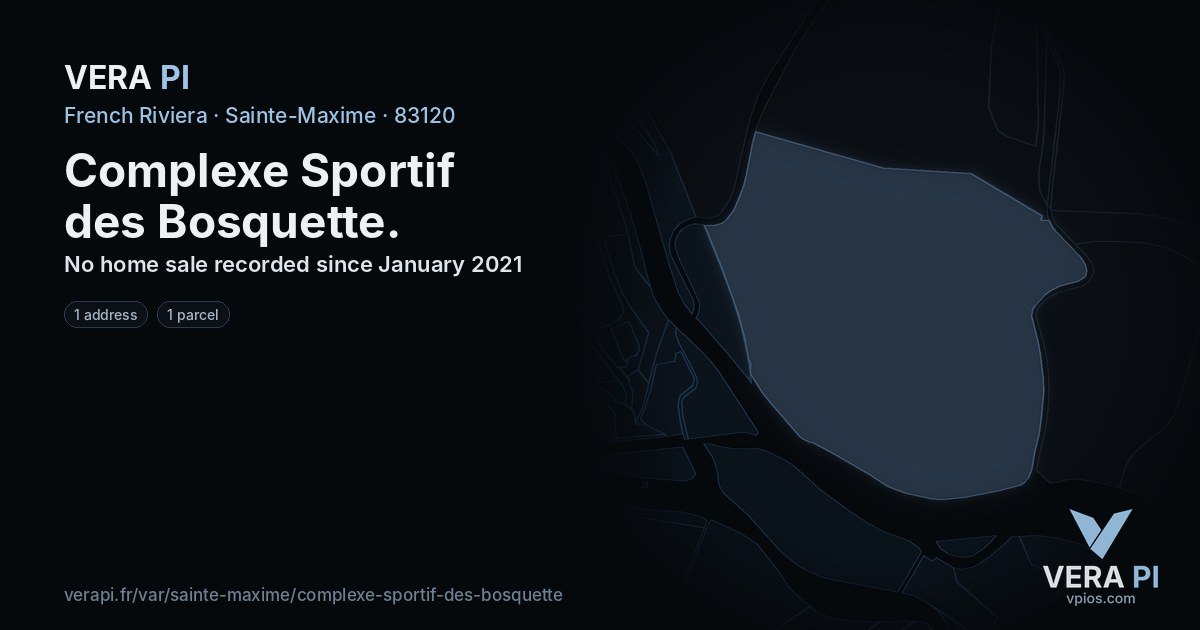 Complexe Sportif des Bosquette, Sainte-Maxime at night – every parcel coloured by the prices around it, the street's own parcels lit