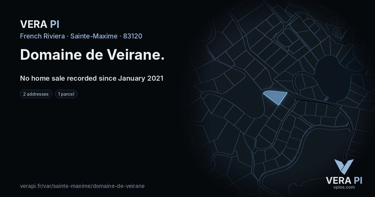 Domaine de Veirane, Sainte-Maxime at night – every parcel coloured by the prices around it, the street's own parcels lit