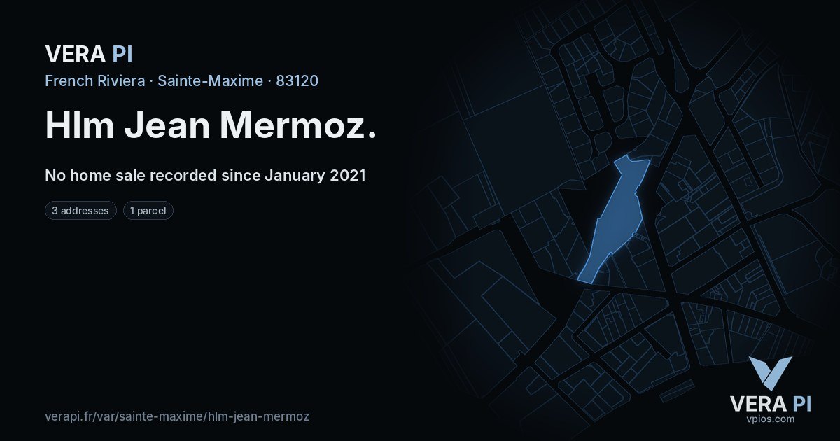 Hlm Jean Mermoz, Sainte-Maxime at night – every parcel coloured by the prices around it, the street's own parcels lit