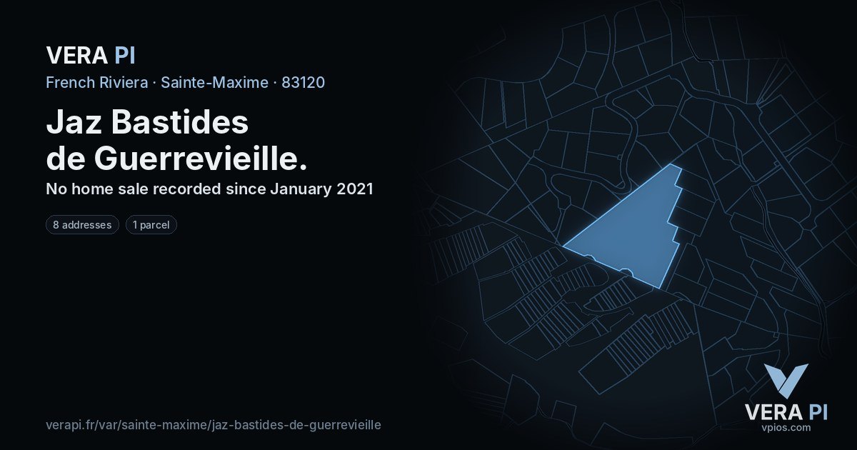 Jaz Bastides de Guerrevieille, Sainte-Maxime at night – every parcel coloured by the prices around it, the street's own parcels lit