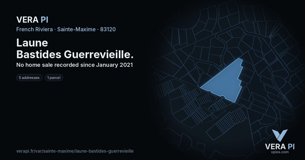 Laune Bastides Guerrevieille, Sainte-Maxime at night – every parcel coloured by the prices around it, the street's own parcels lit