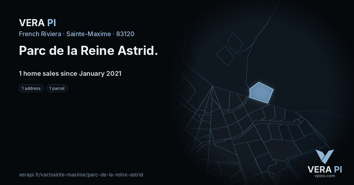 Parc de la Reine Astrid, Sainte-Maxime at night – every parcel coloured by the prices around it, the street's own parcels lit
