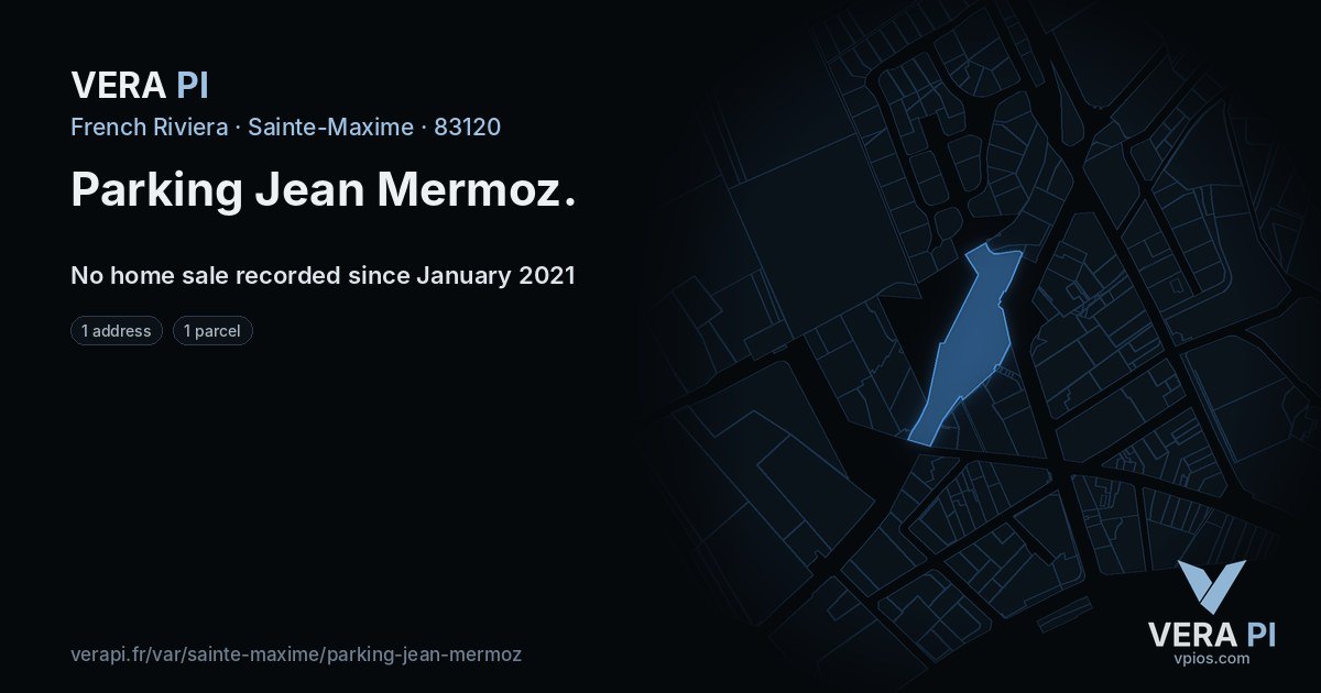 Parking Jean Mermoz, Sainte-Maxime at night – every parcel coloured by the prices around it, the street's own parcels lit
