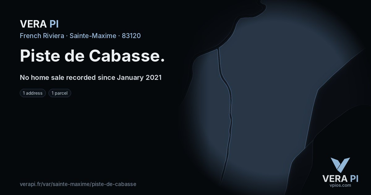 Piste de Cabasse, Sainte-Maxime at night – every parcel coloured by the prices around it, the street's own parcels lit