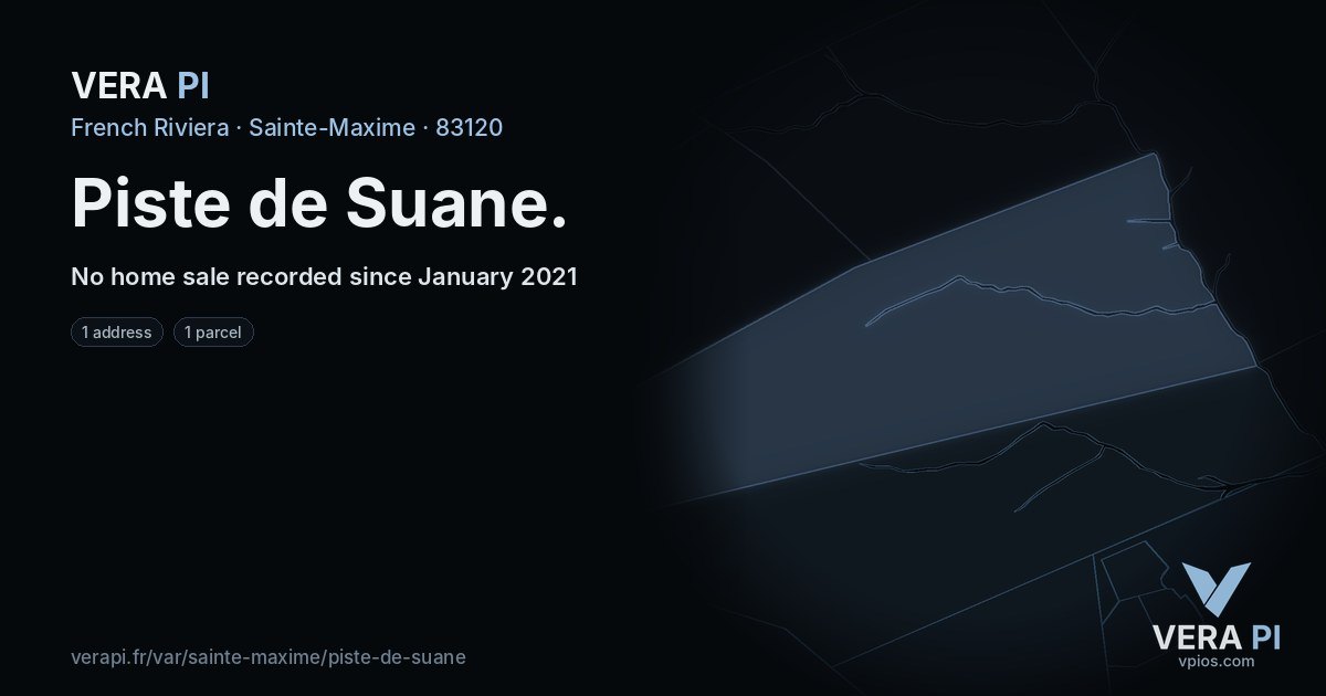 Piste de Suane, Sainte-Maxime at night – every parcel coloured by the prices around it, the street's own parcels lit