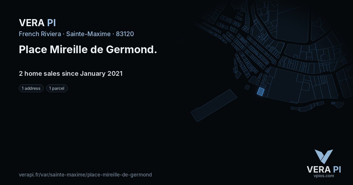 Place Mireille de Germond, Sainte-Maxime at night – every parcel coloured by the prices around it, the street's own parcels lit