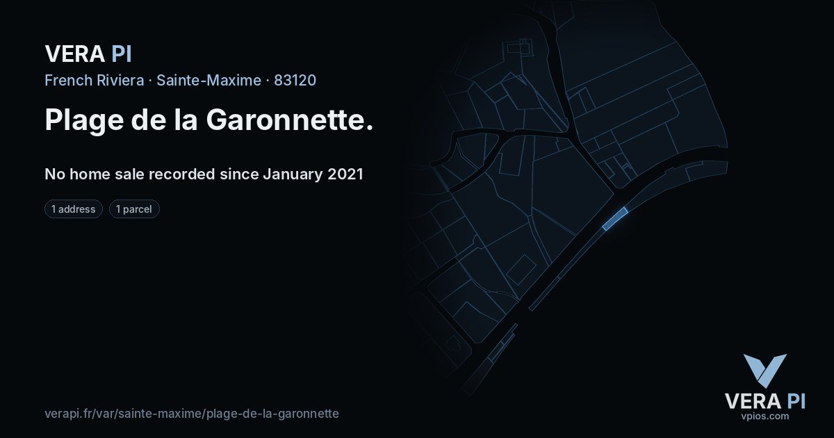 Plage de la Garonnette, Sainte-Maxime at night – every parcel coloured by the prices around it, the street's own parcels lit