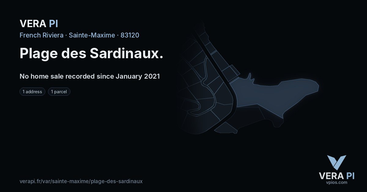 Plage des Sardinaux, Sainte-Maxime at night – every parcel coloured by the prices around it, the street's own parcels lit
