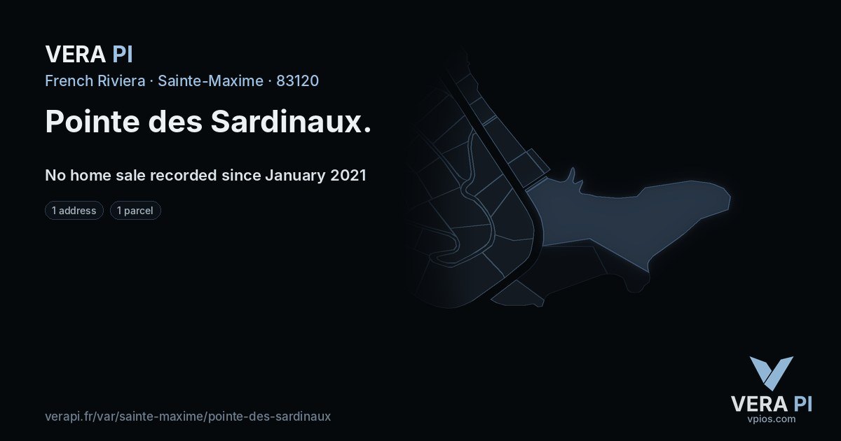 Pointe des Sardinaux, Sainte-Maxime at night – every parcel coloured by the prices around it, the street's own parcels lit