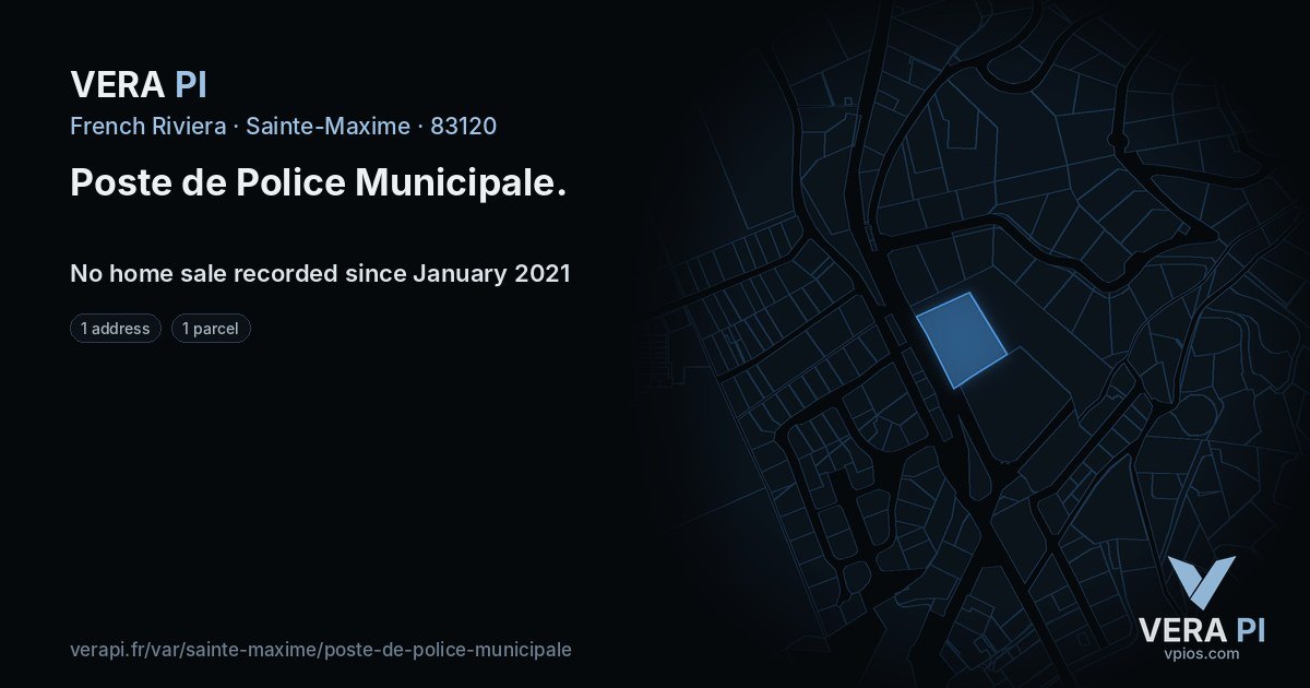 Poste de Police Municipale, Sainte-Maxime at night – every parcel coloured by the prices around it, the street's own parcels lit
