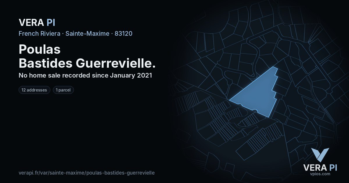Poulas Bastides Guerrevielle, Sainte-Maxime at night – every parcel coloured by the prices around it, the street's own parcels lit