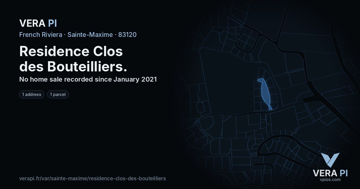 Residence Clos des Bouteilliers, Sainte-Maxime at night – every parcel coloured by the prices around it, the street's own parcels lit