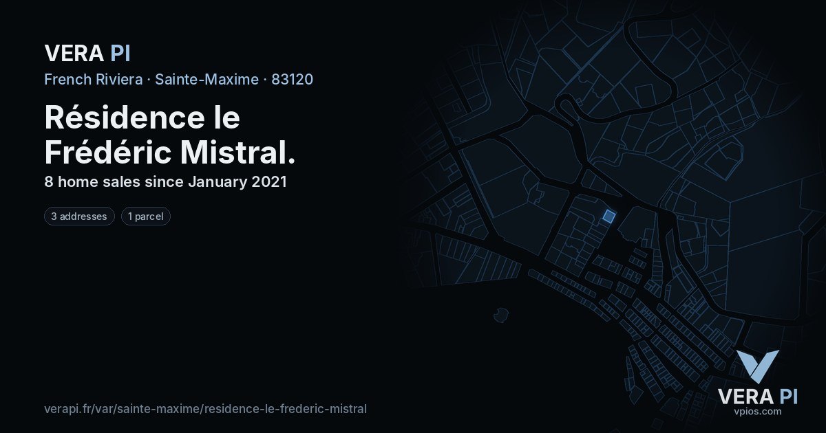 Résidence le Frédéric Mistral, Sainte-Maxime at night – every parcel coloured by the prices around it, the street's own parcels lit